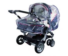 sunnybaby 10098 - Universal Regenverdeck, Regenschutz, Regenhaube für ZWILLINGS-Kinderwagen | zwei Kontaktfenster für optimale Luftzirkulation | Qualität: MADE in GERMANY