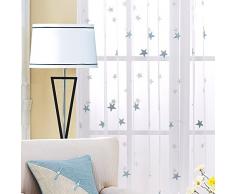 Adaada Vorhänge Sterne Voile Vorhang Ösen Vorhänge Kinderzimmer Bestickte Vorhang Voile Weihnachten (230X140cm)