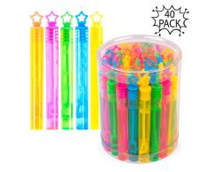 THE TWIDDLERS 40pcs Seifenblasen Stäbe Im Stern Design | Kindergeburtstag Gastgeschenke, Mitgebsel | Innenspielzeug Für Kinder, Für Stundenlanges Spiel Und Unterhaltung