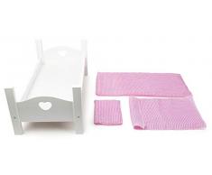 Small Foot 11212 Puppenbett aus weißem Holz, inkl. niedlicher Wäsche, Rollenspielzeug Spielzeug, Mehrfarbig