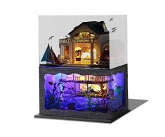 DAMUA DIY Spielzeughaus, Miniatur-Haus-Spiel, Mit LED-Leuchten Und Staubschutz, Handgefertigte Holzbaukästen, Bestes Geburtstag-Geschenk Für Mädchen