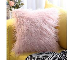 HHGHF Modernes Einfaches Plüschkaninchen Niedliches Kissennetz Rotes Samtkissensofa Nacht Quadratisches Rückenlehnenkissen-45X45Cm_E.