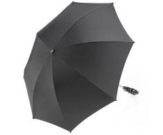 Universal Sonnenschirm Sonnenschutz für Kinderwagen & Buggy - UV Schutz 50+ / 73 cm Durchmesser - Biegsamer Schirm mit Universalhalterung für Rund- und Ovalrohre - Schwarz