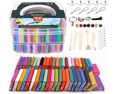 Knete Soft Set - 46 Farben 1.28Kg/2.80LB Ofen Backen Polymer Clay gehören 5 Modellierwerkzeug und Schmuckzubehör Set,Polymer Ton Beste Weihnachten und Geburtstagsgeschenke für Kinder.