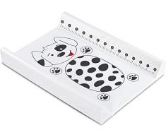 Wickelauflage Abwaschbar Wickelmulde - Wickelunterlage Wickelbrett für Kinderbett mit 4 Bodenstopper Wickelaufsatz 70 x 50 cm Weißer Hund