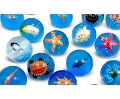 6er Set Springbälle - Meerestiere Seetier Flummi 45mm Flummy, Gummiball, Springbälle als Mitgebsel