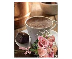 ODMKGE Ölgemälde Rose Kaffee DIY Presse Malerei Kit Blumenpresse Acryl Malerei Presse Moderne Wandkunst Leinwand Malerei Bild Dekoration