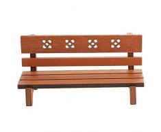 1/12 Skala Puppenhaus Holz Parkbank Simulation Miniatur Möbel Stuhl Park Sitz Mini Puppenhäuser Landschaft Kunst DIY Handwerk Ornament Fee Garten Deko Puppe Spielzeug Zubehör(Braun)