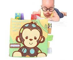 Nannday Baby-Bade-Bücher, Baby-Stoff-Buch Niedliche Tier-Lernrassel tragen widerstandsfähiges Lernspielzeug, Baby-Jungen-Mädchen(1-1#)