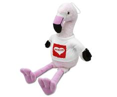 printplanet Kuscheltier Flamingo mit Namen Kuscheltiger - mit Design Rosenherz - Stofftier, Plüschtier