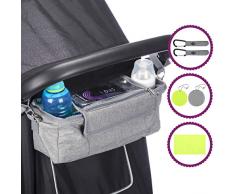 BTR Kinderwagen Organizer und Buggy organizer, Exklusive Smartphone-Tasche und Handy Halter & wasserfester Regenschutz. PLUS 2 Kinderwagen Clips. Unverzichtbares Kinderwagen-Zubehör. BTR Organizer Kinderwagen Perfekt als Baby