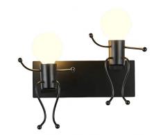 LAOHAO Nordic Antike Doppel Mann Puppe Wandleuchte LED Kreative Rot Schwarz Weiß Wandleuchte Kinderzimmer Hintergrund Wand Wohnzimmer Schlafzimmer Wandleuchte E27 for Wohnzimmer Schlafzimmer Flur Wall