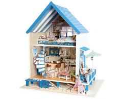 Häuser für Minipuppen, Puppenhäuser DIY Holzpuppenhaus Handcraft Miniatur-kit - Modell Villa Voice Controller Spieluhr Spielset Für Kinder Und Erwachsene Weihnachtsgeburtstagsgeschenk