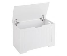 VASAGLE Spielzeugkiste Truhe Bank Stauraum Sitztruhe Sitzbank Aufbewahrungstruhe mit großer Kapazität weiß , Holz, 76 x 48 x 40 cm (B x H x T) LHS11WT