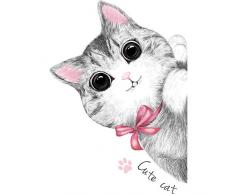 HCCY Cute Kitty Kinderzimmer Set Wandaufkleber Mädchen Herz Zimmer Mädchen Schlafzimmer Schlafsaal Kleiderschrank Aufkleber 55 * 80 cm