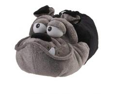 SAMs Bulldogge Hund Tier Hausschuhe Pantoffel Schlappen Kuscheltier Plüsch Damen Herren Schwarz 35-42, TH-HGB-SG, Größe 41/42
