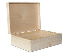 Creative Deco XL Große Holz-Kiste Holzbox mit Deckel Erinnerungsbox | 40 x 30 x 14 cm | ohne Griffen | Aufbewahrungs-Box Spielzeugkiste Unlackiert Kasten | Ideal für Spielzeuge und Werkzeuge
