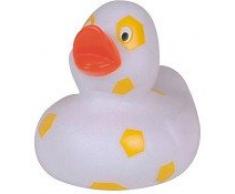 Badeente - Quietscheente Fußball weiß/gelb