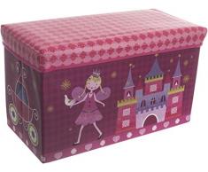 Bieco Aufbewahrungsbox mit Deckel Kinder Prinzessin, faltbar, Sitzhocker mit Sitzgelegenheit, und Polsterung, Spielzeugkiste mit Stauraum, Sitztruhe, Jungen & Mädchen, 66 L, Belastbar bis 80 Kg, rosa
