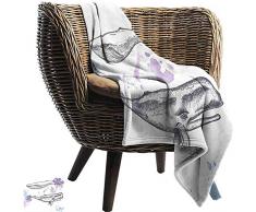 Winter-Warmer Flanellvlies-Wurfs-Kuschelwal,Schmutz-Ozean-Säugetiere Mit Malerpinsel-Effekten Und Pinselstrich-Trübe Grafik,Lavendel-Blaues Winter-Plüsch-Mikrofasergewebe,127x102 CM