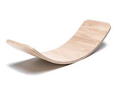 Puppenvilla Swing Balance Board aus Holz Transparent Lackiert, Yoga Kinder Wippe Therapie Kreisel Wackel Brett Stabilitätstrainer Gleichgewichtsboard propriozeptives Training Physiotherapie Gymnastik