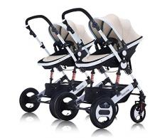 LQRYJDZ Twin-Kinderwagen Abnehmbarer Doppel-Kinderwagen-Wagen zum Sitzen und Liegen im Hochformat Klappbares -5-Punkt-Sicherheitssystem 2 in 1 (Color : A)
