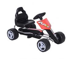 HOMCOM Kinder Go-Kart Tretauto Kinderfahrzeug mit Pedalen 4 Räder Metall + Kunststoff Rot 3 Jahre