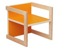 Kindersitzgruppe Michel 3-teilig Birke/Orange in 3 Sitzhöhen Kinderstuhl