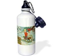 GFGKKGJFD624 TDSwhite ̈C Weihnachtsfeiertage Weihnachten – Vintage Kinder Schlitten, Schnee Hügel Evergreens Aluminium-Sport-Wasserflasche Neuheit Lustig für Männer Frauen Kinder Weihnachten Geschenk