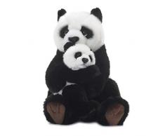 WWF WWF16813 Plüsch Panda Mutter mit Baby, realistisch gestaltetes Plüschtier, ca. 28 cm groß und wunderbar weich