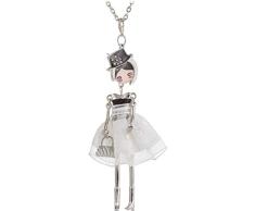 GLLFC Halskette Mode Puppe Halsketten für Damen Antike Silberfarben Halsketten Schmuck Lange Ketten Big Choker