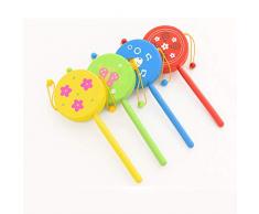 Sylvialuca Hochwertiges traditionelles Holzrassel-Trommel-Musikinstrument für Kinder Kinder Frühes Lernen Lernspielzeug für Geschenk