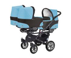 Kinderwagen für Drillinge 3 Gondeln 3 Sportsitze Trippy Kinderwagen 2in1 schwarzer Rahmen (blau 01)