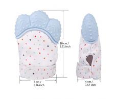 Baby Zahnen Handschuh,Aranticy 2 Stück Beißringe Fäustling Teething Mitt Glove Soothing selbstberuhigende Schmerzlinderung Silikon Zahnen Fäustlinge Schützt Babys Hände von Speichel Kauen Spielzeug