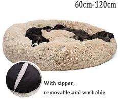 Lrhps Deluxe-Haustierbett,Hundebett mit kuscheligem Plüsch,Donut Cuddler Haustierbett,Mittelgroße und Große Hunde atmungsaktiv,Braun,70 * 70cm