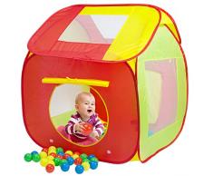 Spielwerk Bällebad Spielzelt Pop Up Funktion Spielhaus inkl. 200 Bunte Bälle Tragetasche Netzfenster Insektenschutz