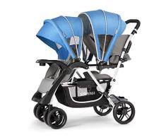 BOROAO Doppel Kind zweites Kind Kinderwagen leichte Vorder- und Rücksitzzwillingswagen mit Tretwagen,A