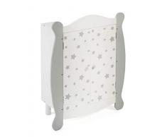 Puppen-Kleiderschrank, Stars grau, mit Kleiderstange und Bügel, Puppen-Schrank, grau