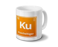 Tasse mit Namen Kuscheltiger als Element-Symbol des Perioden Systems - orange - Namenstasse, Kaffeebecher, Mug, Becher, Kaffeetasse