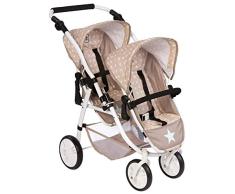 Bayer Chic 2000 Zwillingspuppenwagen Tandem-Buggy Vario Sternchen (Beige-Braun)