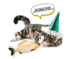 PECHTY Elektrisch Spielzeug Fisch,USB Katze Interaktive Spielzeug Simulation Plush Fisch,Elektrische Puppe Fisch Plüschtier für Katze zu Spielen, Beißen, Kauen und Treten (Gelb)