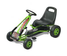 vidaXL 80153 Kinder Gokart Handbremse Höhenverstellbar Grün Gocart Tretauto Go Kart