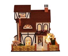 DIY handmontierte Cottage aus Holz Blume Stadt Villa Puppenhaus Dekoration Geburtstag