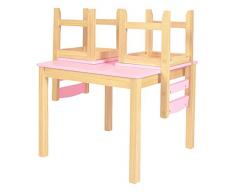 ts-ideen Kinder Sitzgruppe Tisch Stühle Holz Set Kinderzimmer Spielmöbel Möbel rosa Sitzecke Kiefernmöbel