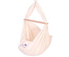 SCHMUSEWOLKE Federwiege Babyhängematte Babywiege Reisebett | BIO-Baumwolle mit Schafwollmatratze | Ab der Geburt bis 3 Jahre | bis 18 kg | 3 Sets Deckenbefestigung