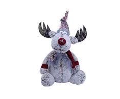 bb10 Schmuck Weihnachtsfigur Stoffelch sitzend 40 cm groß Weihnachtsdeko Elch für Weihnachten Weihnachtselch