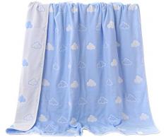Hayisugar Baby Kuscheldecke, extra weich, 100% Baumwolle, 6-lagig, Decke, Babydecke, Einschlagdecke, Kinderwagendecke, Kinderdecke, Wohndecke Tagesdecke Sommerdecke, Blau Wolke, 150 x 200 cm