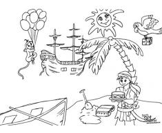 Tischsets I Platzsets - Ausmalbilder für Kinder - Pirat, Elfe & Meerjungfrau - 12 Stück in hochwertiger Aufbewahrungsmappe