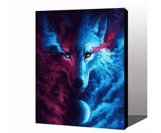 MADE4U [50,8 cm] [Holzrahmen] Malen nach Zahlen Kit mit Pinsel und Farben Wolf HHGZGX24578