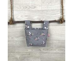 Kinder Lenkertasche, Dreirad , Laufrad, Roller Tasche, Fahrradtasche, fahrradkorb , laufradtasche grau Waschbär rosa